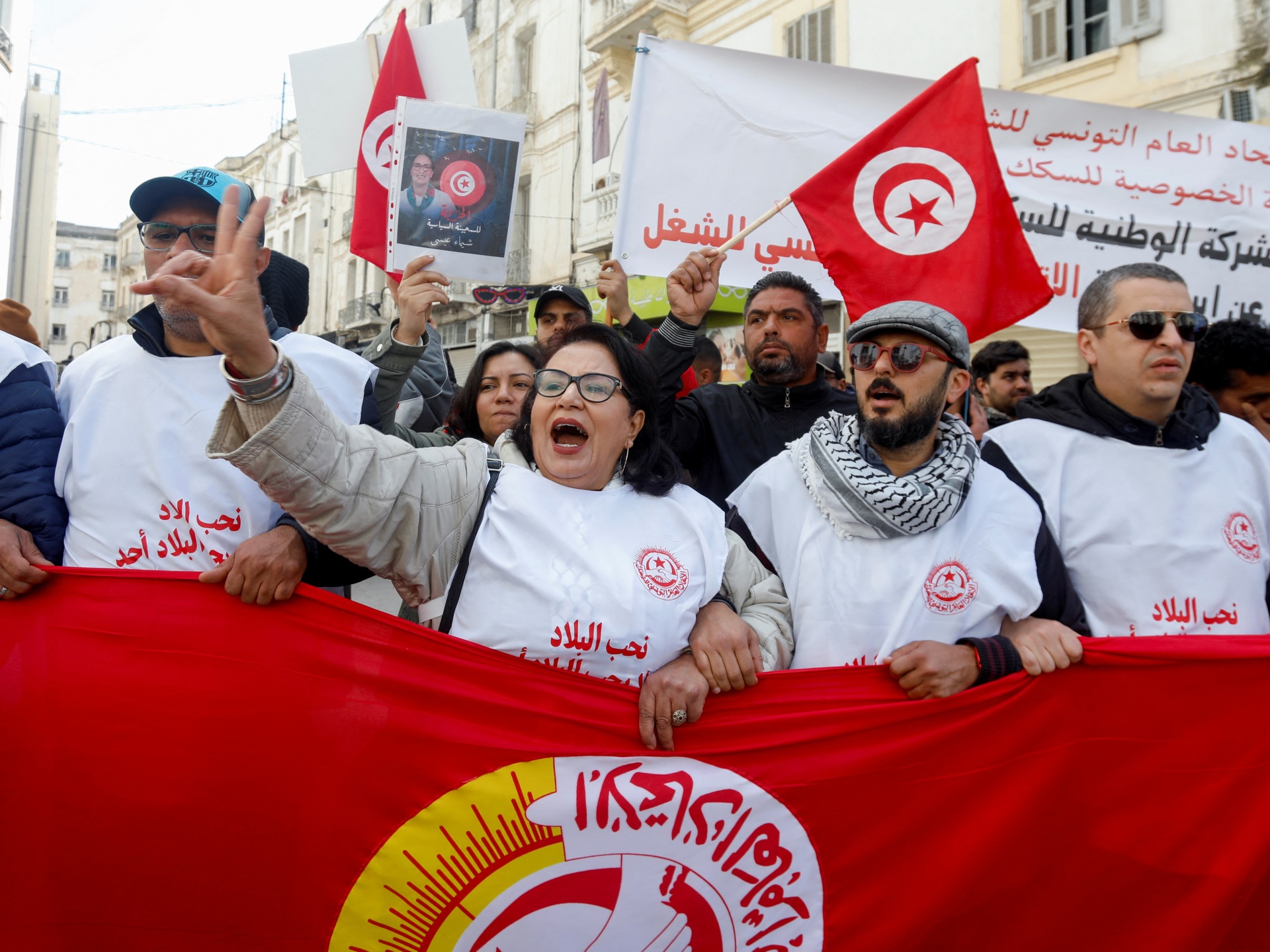 Trade union protests against Tunisia president after crackdown