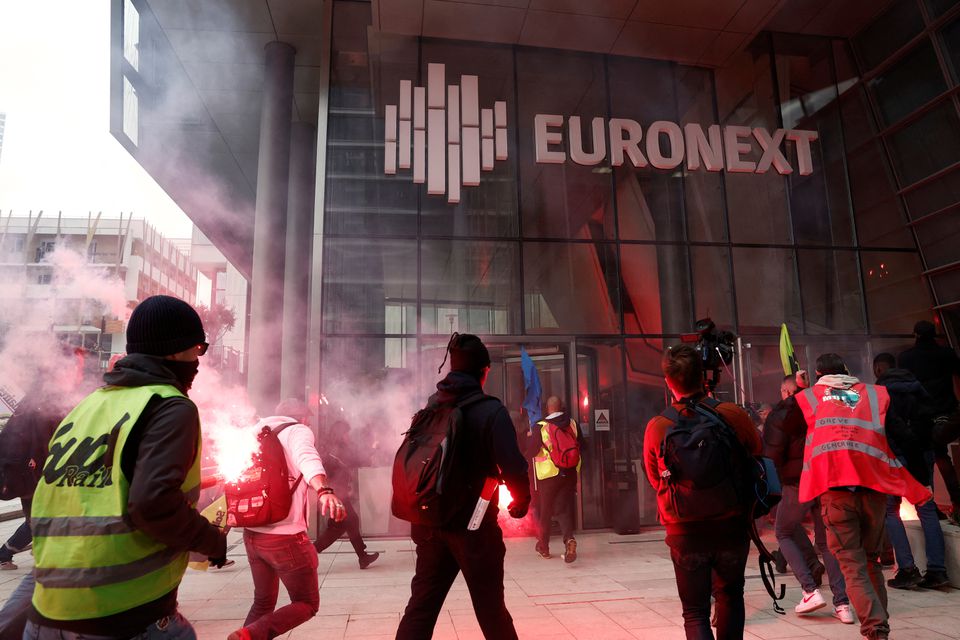Protesters storm Paris Euronext building in anger over pension law