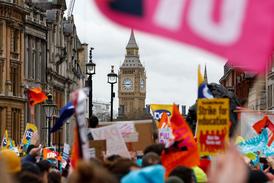 Strikes weigh on UK economy which stagnated in February