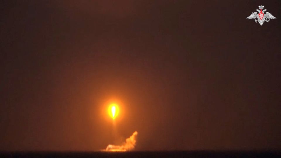 A still image from video, released by the Russian Defence Ministry, shows what it said to be Russia's nuclear submarine Tula launching a Sineva ballistic missile in the waters of the Barents Sea during a military exercise testing the country's ability to deliver a massive retaliatory nuclear strike by land, sea and air, in this image taken from video released October 25, 2023. Russian Defence Ministry/Handout via REUTERS