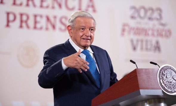 Mexican President Andres Manuel Lopez Obrador speaks during a news conference in which he panned U.S. military spending on Ukraine as "irrational" stepping up criticism of the war effort as he urged Washington to devote more resources to helping Latin American countries, at the National Palace in Mexico City, Mexico October 2, 2023. Mexico Presidency/Handout via REUTERS