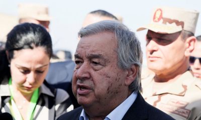 United Nations Secretary-General Antonio Guterres speaks to the media, after visiting the Rafah border crossing between Egypt and the Gaza Strip, at Al Arish Airport, Egypt, October 20, 2023. REUTERS/Amr Abdallah Dalsh/File Photo