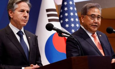 U.S. Secretary of State Antony Blinken and South Korean Foreign Minister Park Jin hold a joint press conference after their meeting at the Ministry of Foreign Affairs in Seoul, South Korea, November 9, 2023. REUTERS/Jonathan Ernst/Pool