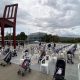 A group of Geneva citizens set up 222 empty chairs and strollers for children that symbolically represent hostages and missing people waiting to come home, following a deadly infiltration of Israel by Hamas gunmen from the Gaza Strip, on Place des Nations in front of the United Nations in Geneva, Switzerland, October 26, 2023. REUTERS/Cecile Mantovani/File Photo