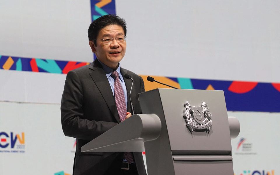 Singapore's Deputy Prime Minister and Minister for Finance Lawrence Wong delivers the Singapore Energy Lecture during the 15th Singapore International Energy Week, in Singapore October 25, 2022. REUTERS/Isabel Kua/File Photo