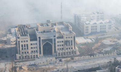 A view shows Sheikh Hamad Hospital, amid the ongoing conflict between Israel and the Palestinian Islamist group Hamas, at a location given as Gaza in this still image taken from video released November 5, 2023. Israel Defense Forces/Handout via REUTERS