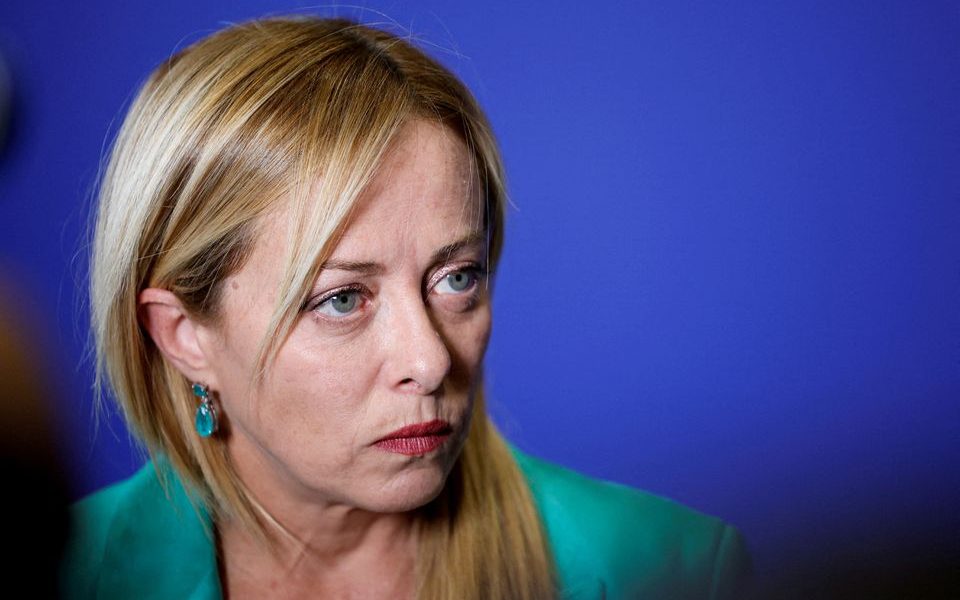 Italian Prime Minister Giorgia Meloni reacts during a meeting of European heads of state or government in Granada, Spain October 6, 2023. REUTERS/Juan Medina/File Photo