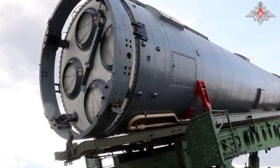 An intercontinental ballistic missile equipped with the nuclear-capable "Avangard" hypersonic glide vehicle is lifted to its launch silo in Orenburg region, Russia, in this image taken from a video released on November 16, 2023. Russian Defence Ministry/Handout via REUTERS