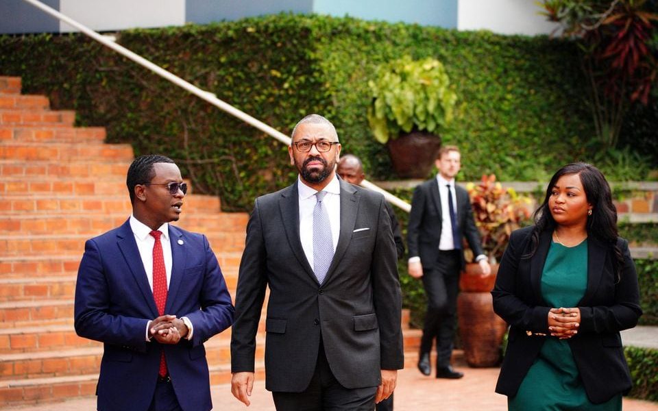 British Home Secretary James Cleverly tours the Kigali Genocide Memorial during his visit to Kigali, Rwanda, to sign a new treaty with Rwanda, December 5, 2023. Ben Birchall/Pool via REUTERS