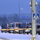 Vehicles of Finnish police are seen parked at the re-opened Vaalimaa border checkpoint between Finland and Russia in Virolahti, Finland December 14, 2023. Lehtikuva / Heikki Saukkomaa/via REUTERS/File Photo