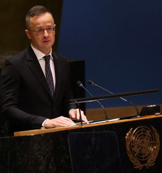 Hungary's Foreign Minister Peter Szijjarto addresses a high-level meeting of the United Nations General Assembly to mark one year since Russia invaded Ukraine and to consider the adoption of a resolution on Ukraine at U.N. headquarters in New York City, New York, U.S., February 23, 2023. REUTERS/Mike Segar/File Photo