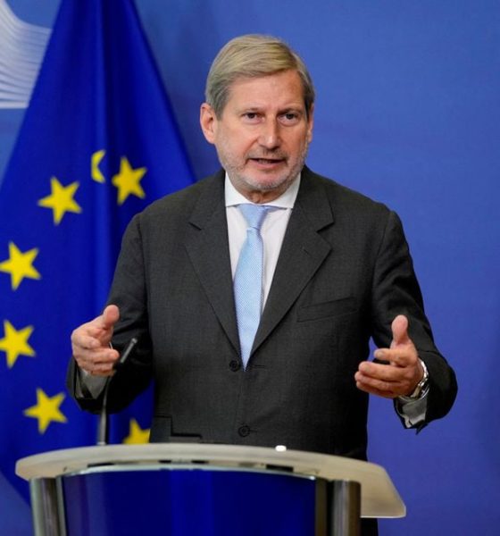 European Commissioner for Budget and Administration Johannes Hahn speaks during a news conference at the EU headquarters in Brussels, Belgium December 22, 2021. Virginia Mayo/Pool via REUTERS/File Photo