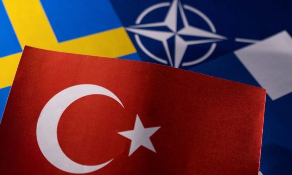 NATO, Turkish, Swedish and Finnish flags are seen in this illustration taken May 18, 2022. REUTERS/Dado Ruvic/Illustration/File Photo