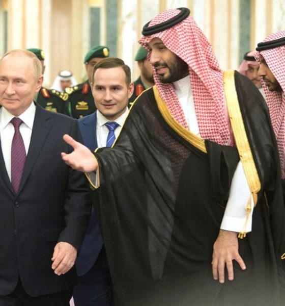 Russian President Vladimir Putin and Saudi Crown Prince Mohammed bin Salman walk during a meeting in Riyadh, Saudi Arabia December 6, 2023. Sputnik/Aleksey Nikolskyi/Kremlin via REUTERS/ File Photo