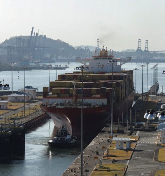 The Liberian MSC UNITED VIII container ship transits in the expanded canal through Cocoli Locks at the Panama Canal, on the outskirts of Panama City, Panama March 10, 2023. REUTERS/Aris Martinez/File Photo