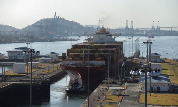 The Liberian MSC UNITED VIII container ship transits in the expanded canal through Cocoli Locks at the Panama Canal, on the outskirts of Panama City, Panama March 10, 2023. REUTERS/Aris Martinez/File Photo