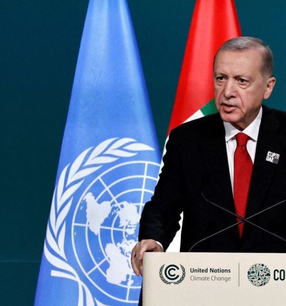 Turkish President Tayyip Erdogan delivers a national statement at the World Climate Action Summit during the United Nations Climate Change Conference (COP28) in Dubai, United Arab Emirates, December 1, 2023. REUTERS/Thaier Al Sudani/File Photo