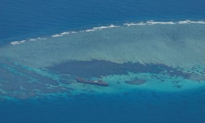 An aerial view shows the BRP Sierra Madre on the contested Second Thomas Shoal, locally known as Ayungin, in the South China Sea, March 9, 2023/File Photo