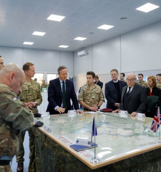 British Foreign Secretary David Cameron talks as he meets British troops, part of the NATO-led peacekeeping mission in Pristina, Kosovo January 4, 2024. REUTERS/Valdrin Xhemaj/Pool