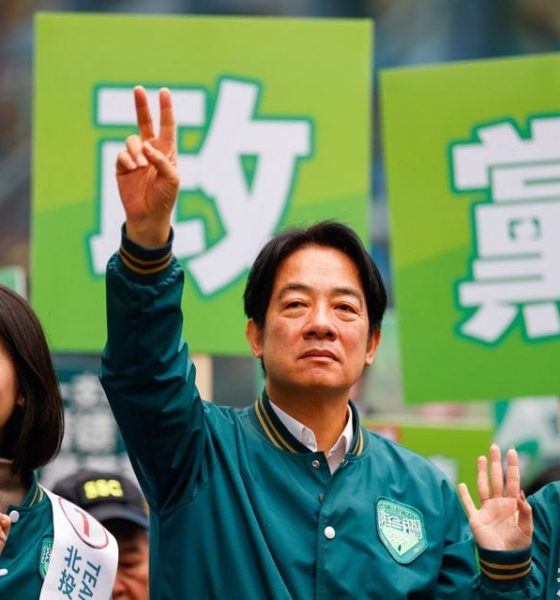 Lai Ching-te, Taiwan's vice president and the ruling Democratic Progressive Party's (DPP) presidential candidate gestures at an election campaign event in Taipei City, Taiwan January 3, 2024. REUTERS/Ann Wang